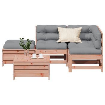 Juego De Muebles Jardín 5 Pzas Y Cojines Madera Abeto Douglas Vidaxl