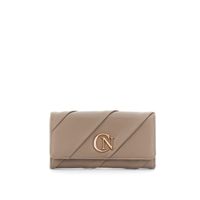 cartera efecto piel con solapa y logo metalico mud taglia unica