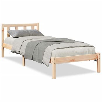 Cama Individual | Cama De Adulto | Cama Extralarga Sin Colchón Madera Maciza De Pino 90x220 Cm