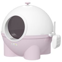 pawhut arenero para gatos 4kg max con tapa y pala incluida 53x51x48 cm blanco y rosa   aosom espana