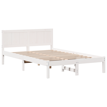 Cama Matrimonial | Cama Doble | Estructura De Cama Blanca De Pino Blanca Madera Sólida De Pino Cfw31485