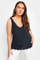 yours top negro de punto sin mangas bajo festoneado mujer curvy y tallas grandes yours