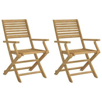 Pack 2 Uds Sillas De Jardín | Silla De Exterior | Sillón Plegables Madera Acacia 54,5x61,5x86,5cm