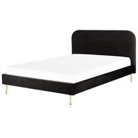 cama con somier de terciopelo negro dorado 180 x 200 cm patas de metal flayat