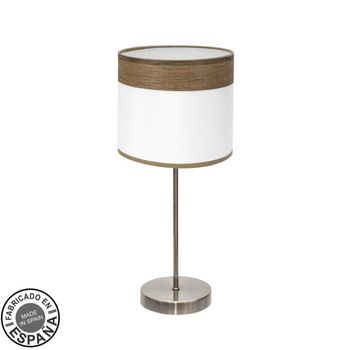 Sobremesa cloe 1xe14 cuero/blanca-madera oscura 42x18x18 cm