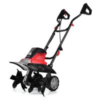 costway 1500 w arado cincel electrico y cultivador con empunadura plegable y ruedas regulables facil de almacenar rojo 1045 x 100 x 455 cm