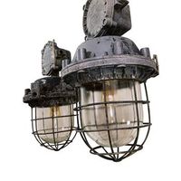 pareja lamparas industrial barco o bunker con jaula anos 60 - polaca gris 35x65cm