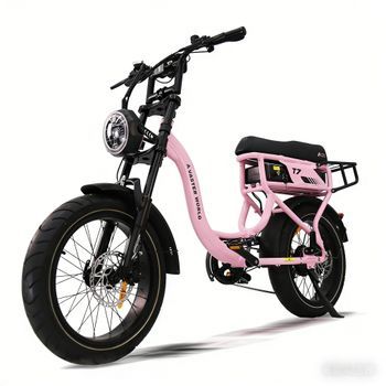 Bicicleta Eléctrica T7 Rosa De 20 Pulgadas, 250 W, 48 V, 18 Ah, De Largo Alcance, Para Dos Pasajeros.