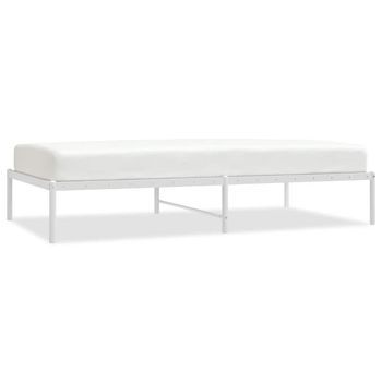 Cama Individual | Cama Para Adultos | Estructura De Cama Metal Blanca 100x190 Cm