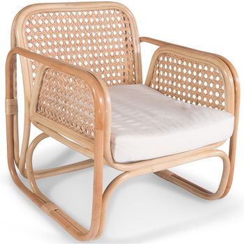 Silla De Salón De Ratán - Silla De Diseño Boho Bali - Qawa Blanco