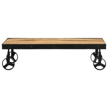Mesa De Café - Mesa De Centro Con Ruedas Madera Maciza De Mango 100x55x26 Cm
