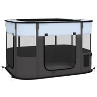 pawhut parque recinto plegable para perro gato animales pequenos en tela oxford con almacenamiento 94 x 74 x 60 cm gris y negro