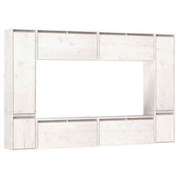 Muebles Para Tv 8 Piezas Madera Maciza De Pino Blanco Vidaxl