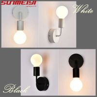lampara de pared led de hierro blanco y negro minimalista moderna nordica e27 dormitorio mesita de noche iluminacion creativa para sala de estar pasillo