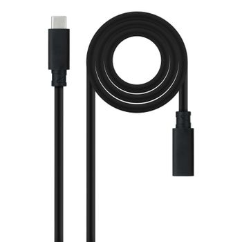 Cable USB-C Nanocable 10.01.4501-L150 1.5m 3.2 Gen2x2 20Gbps 100W/5A Macho-Hembra Negro