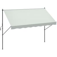 outsunny toldo manual retractil 300x170x200-290 cm ajustable con manivela proteccion solar uv40 para balcon terraza crema   aosom espana