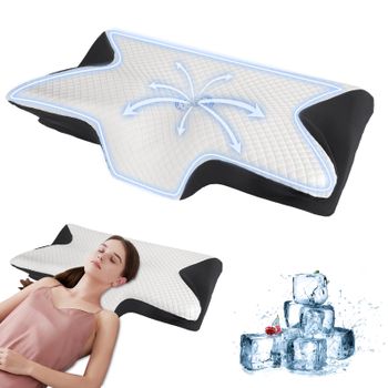 Almohada cervical ergonómica de espuma viscoelástica con diseño de contorno, almohada de soporte para el cuello para alivio del dolor, comodidad al dormir, almohada ortopédica para cama.
