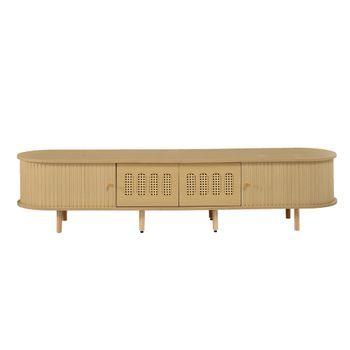 Mueble De Tv Efecto Madera Clara, Rejilla Ratán, 2 Puertas 180cm