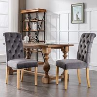 pack de 2 sillas - mueble de comedor - terciopelo y roble - gris 63x43x100cm