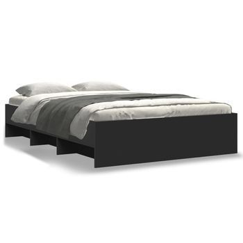 Cama De Matrimonio | Cama De Adulto | Estructura De Cama Madera De Ingeniería Negra 120x200 Cm