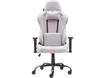 Silla gaming - Newskill Kitsune V2, Reposabrazos 2D, Hasta 136 kg, Tela Transpirable, Cojines Lumbar y Cervical, Reclinable en 180º, Rosa