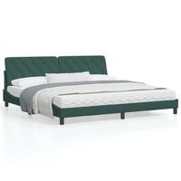 cama matrimonial  cama para adultos  estructura cama con luces led terciopelo verde oscuro 200x200cm cfw66710