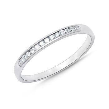 Sortija 14 quilates oro blanco con 13 diamantes 0,1105 ct.