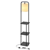 lampara de pie con 3 estantes para salon y dormitorio de color negro