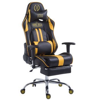Silla De Oficina Racing Limit Xl Con Reposapiés Simil Cuero Negro/amarillo 58x70x125 Cm Clp