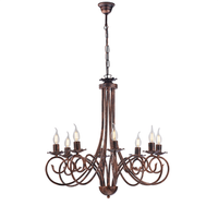 alma - lampara de arana de hierro lacado en negro con decoracion lampara de cobre antiguo de 8 luces 128 cm o67 cm bl130-8-nr