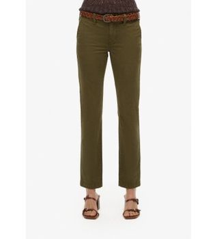 Superdry para mujer. W7011069A Chino de tiro medio verde (26/30), Casual, Algodón