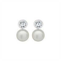 pendientes plata 925 perla blanca