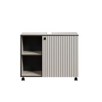 mueble bajo lavabo con ruedas l80 cm - gris y negro