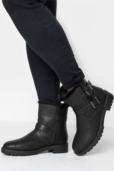 Botas Moteras Negras Con Forro De Pelo En Diferentes Anchos