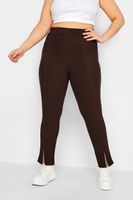 leggings marron chocolate canale con abertura mujer curvy y tallas grandes yours