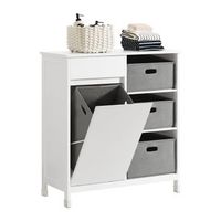 mueble para ropa sucia armario multifuncional para bano con 1 cesto y 1 cajon 3 cestos separados 80 x 38 x 91cm blanco bzr77-w sobuy es