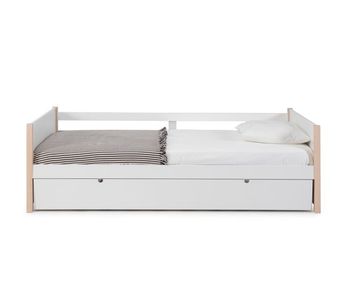 Cama nido uriel 90cm blanco y madera natural - conforama