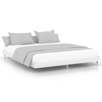 Estructura De Cama Madera De Ingeniería Blanco Brillo 140x200cm Vidaxl