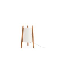 leds c4 woody - lampara de mesa e27 madera clara natural y textil blanco