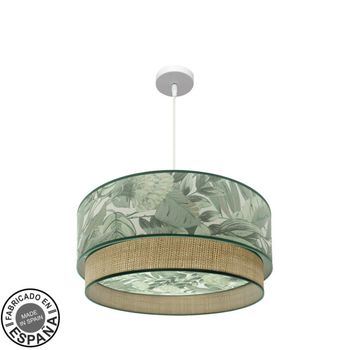 FABRILAMP Lámpara de techo colgante Congo 60d 3xe27 Blanco/verde-natural