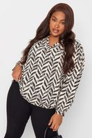 yours blusa marfil y negra con diseno en zigzag mujer curvy y tallas grandes yours