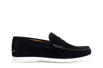mocasines de ante con suela barco para hombre. blue