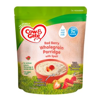 Cow & Gate Red Berry Wholegrain Porridge Baby Cereal From 7 Months
