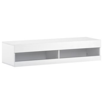 Mueble Tv Blanco Con Iluminación Led, Suspendido, 140 X 40 X 30,5 Cm