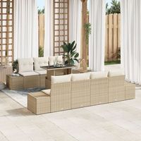 conjunto de sofa de jardin de 8 piezas con cojines beige ratan sintetico v2413 unico  beige
