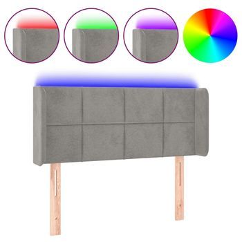 Cabecero Cama Con Led | Panel De Cabecera De Terciopelo Gris Claro 103x16x78/88 Cm