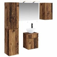 juego de muebles de bano 5 pcs madera envejecida vidaxl