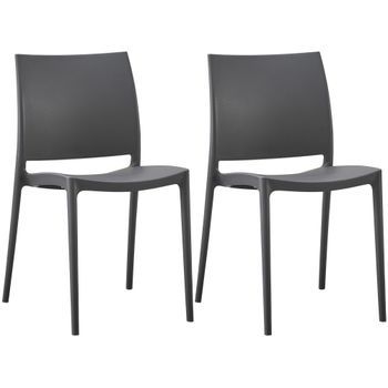 Juego De 2 Sillas De Jardin Meton Plástico Gris Oscuro 49x42x81 Cm Clp