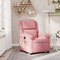 vidaxl sillon de masaje reclinable de terciopelo rosa