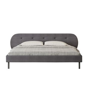 Tulsa Cama Tapizada 160x200cm Gris Con Cabecero Y Somier